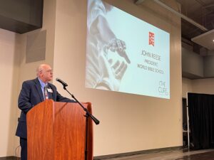 John Reese addresses crowd at the 2021 Austin Benefit Dinner
